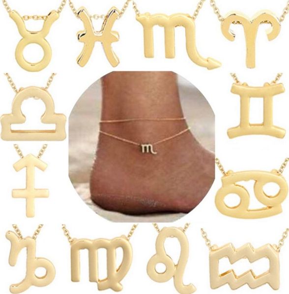 

constellation anklets zodiac sign horoscope pendant jewelry astrology birthday gift with message card for women trend allmatch f3285885, Golden;silver