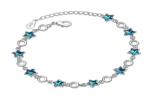 

v331 bracelet female japanese and korean style net celebrity simple blue fivepointed star artificial crystal hand jewelry4384798, Golden;silver