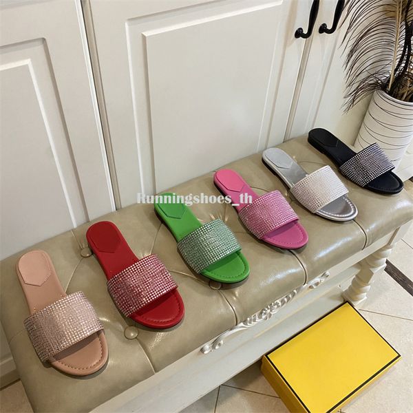 

designer slippers ff sandals sequins women's slipper sparkly open-toed slides crystal beach flip-flops casual banquets girl beach sanda, Black
