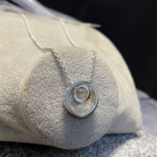 

fortune running necklace double ring pendant sterling silver clavicle chain live broadcast