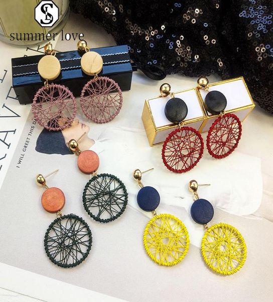 

fashion hollow mesh earrings for women girls creative big wood round gold drop earring korean style statement valentine039s day9914416, Golden;silver