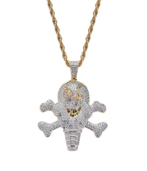 

pendant necklaces hip hop cubic zirconia paved bling iced out pirate cream pendants necklace for men rapper jewelry drop5107528, Silver