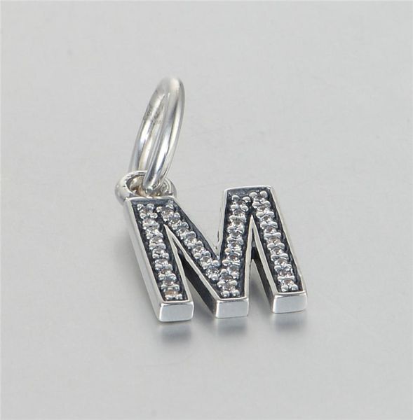 

pave clear crystal alphabet charm pendants bead 925 sterling silver dangle letters m beads for diy brand charms bracelets jewelry5757343, Black