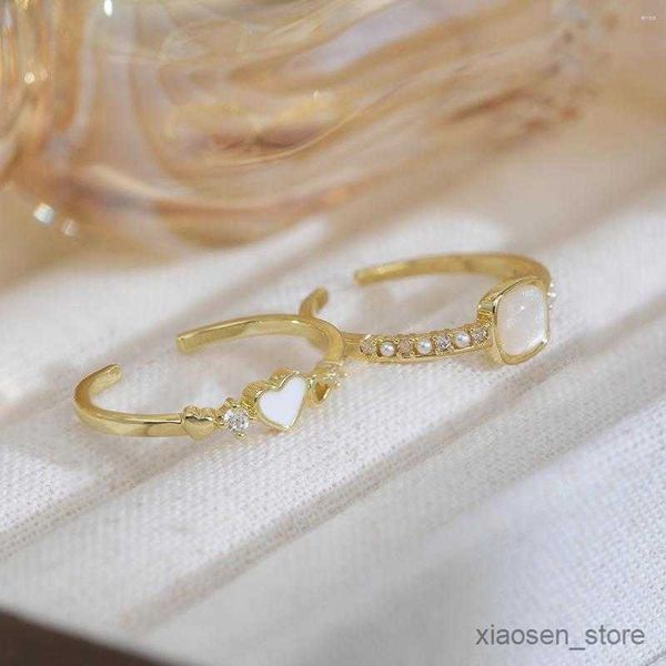 

wedding rings rings rings plated fashion jewelry micro-pearl inlaid daily for woman simple ring r230626, Slivery;golden
