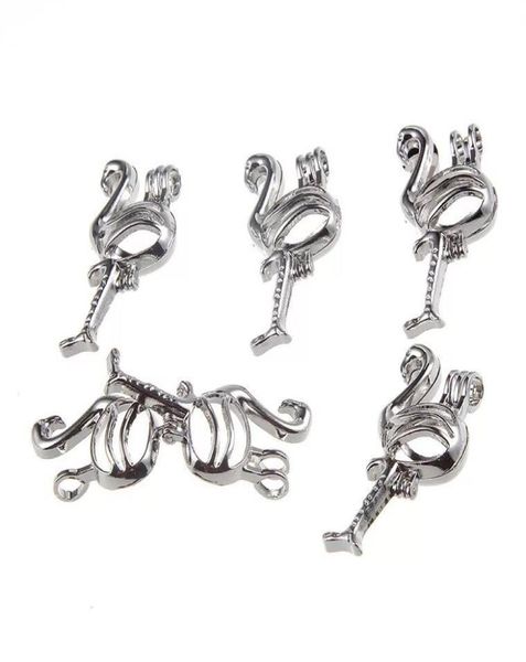

10 white k jewelry glass beads cage locket animals diy perfume aromatherapy essential oil diffuser necklace locket pendant4777174, Silver