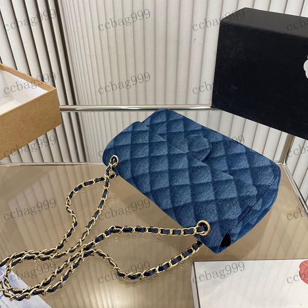 

designer womens shoulder bag classic denim bag diamond print hardware metal c buckle classic blue matelasse tote chain crossbody bags undera