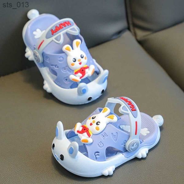 

children garden shoes2023 summer kids clogs summer boys girls sandals flat heel cartoon baby rabbit sandals non-slip slippers l230518, Black;grey