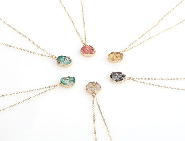 

fashion gold chain resin druzy necklace for women girl fashion statement stone choker necklace pendant jewelry gift whole5566529, Silver