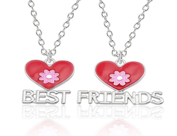 

romantic red heart flower pendant necklace friend choker friendship necklaces jewelry gift for women couple colar3129496, Silver