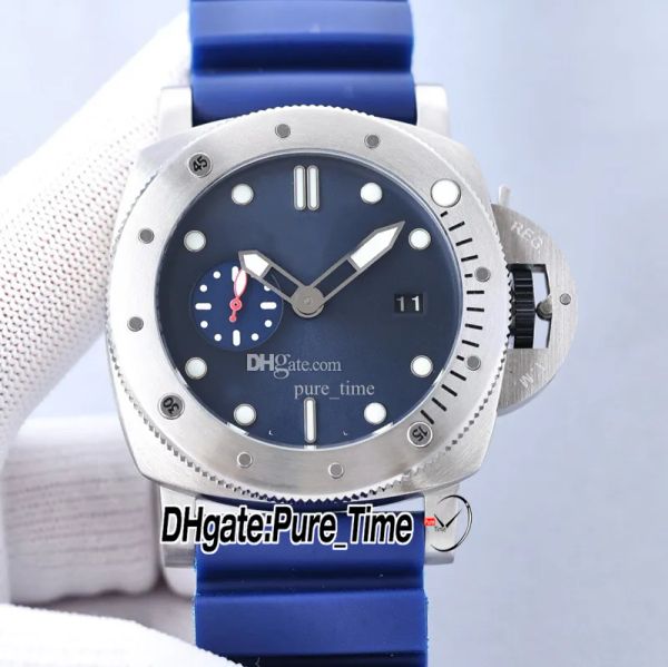 

v7 47mm new 01070 a2555 automatic mens watch blue dial bmg-tech steel case blue rubber strap gents big watches pure_time ptpm a09a4, Slivery;brown