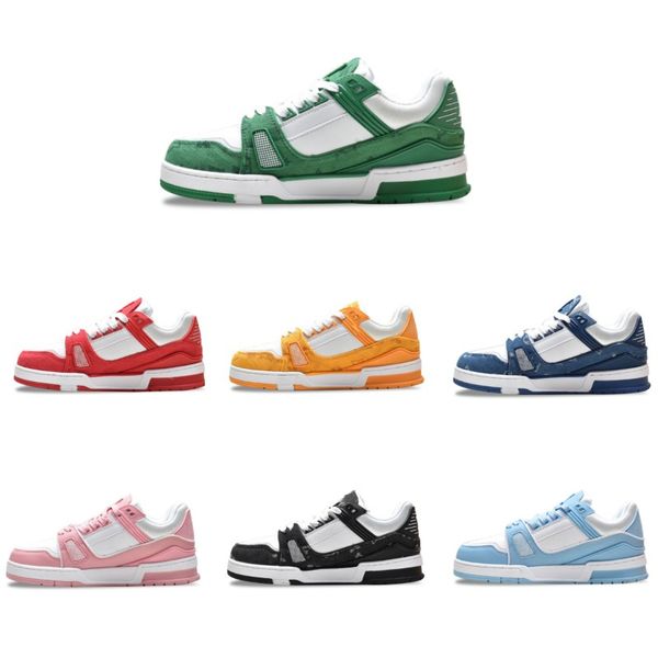 

new luxury designer casual shoes logo embossed trainer sneaker triple white pink sky blue black green yellow denim low mens sneakers women t