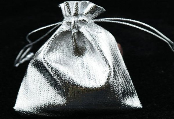 

100 pcslot silver plated stain fashion jewelry pouch bags 4 sizes drawstring organza gift candy bags diy1214963, Pink;blue