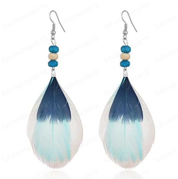 

new multilayer lightweight gradient fashion feather earrings women vintage wood bead earrings1189072, Silver