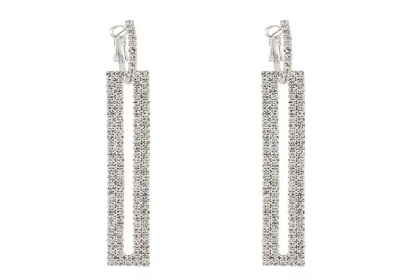 

yfjewe fashion long drop earrings luxury gold silver color rectangle rhinestone earring for women party jewelry gift e5504639878