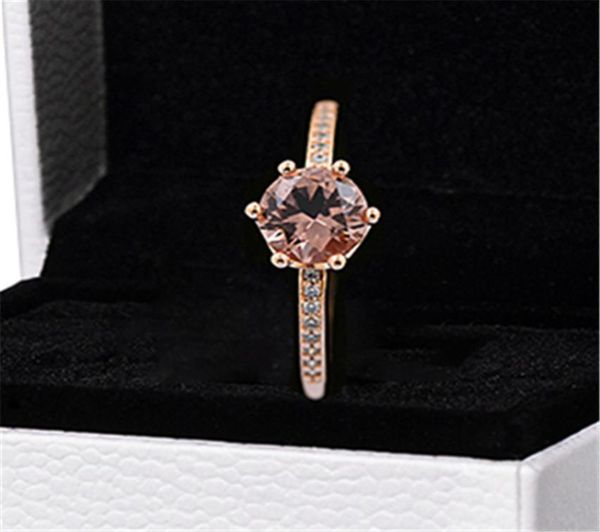 

fashion jewelry 2020 925 sterling silver pink sparkling crown solitaire crystal ring for women lovers/ wedding/commemorative ring9777905, Golden;silver