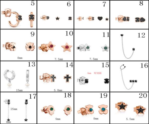 

2020 100 925 sterling silver bear stud earrings classic pierced stud earrings jewelry manufacturers whole 76324962, Golden;silver