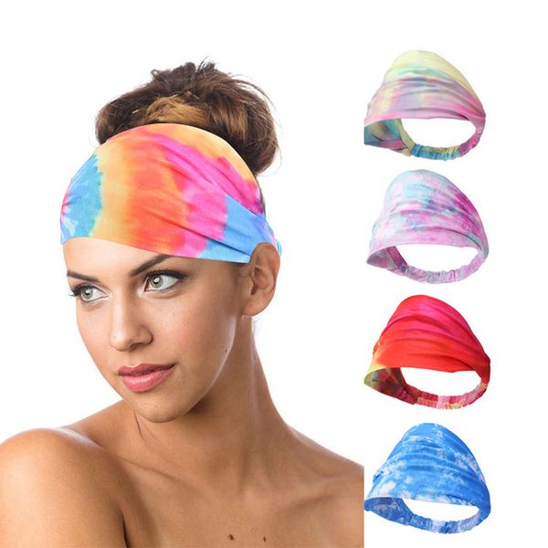 

cotton headband for women tie-dye headwear women's sports elastic turban scarf ladies bandage headgear hair accessories, Silver