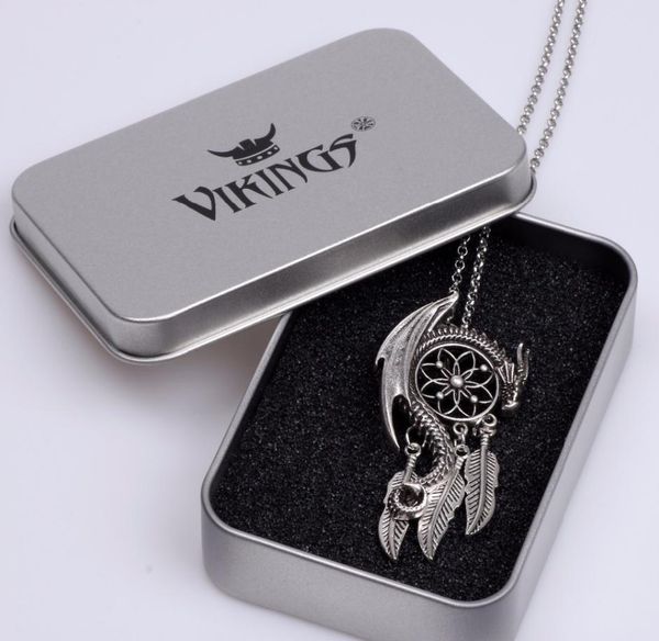 

dragon guardian dream catcher pendant necklace boho bohemian women choker jewelry viking amulet charm antique silver plated7485358