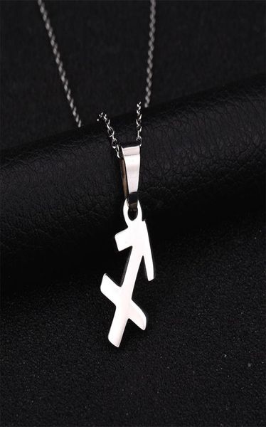 

new 12 constellations stainless steel 3 colors zodiac sign sagittarius pendant necklace name necklace birthday gift bijoux4489521, Silver