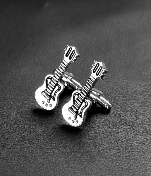 

music lover cute guitar cuff links for men silk shirt accessory fashion jewelry7553261, Silver