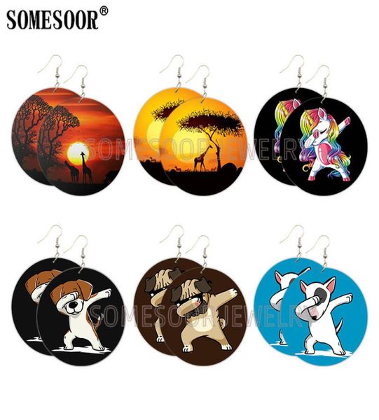 

doublesided printing african earrings european and american creative and explosive fashion earrings8596831, Silver
