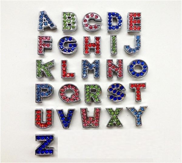 

new arrival 130pcs az 10mm8mm zinc alloy with mix color rhinestone slide letters diy accessories fit pet collars wristbands4207778, Silver