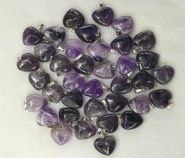 

30pcs fancy cute heart natural amethyst gemstone loose beads silver plated hook fit for bracelets necklace diy jewelry making5440187