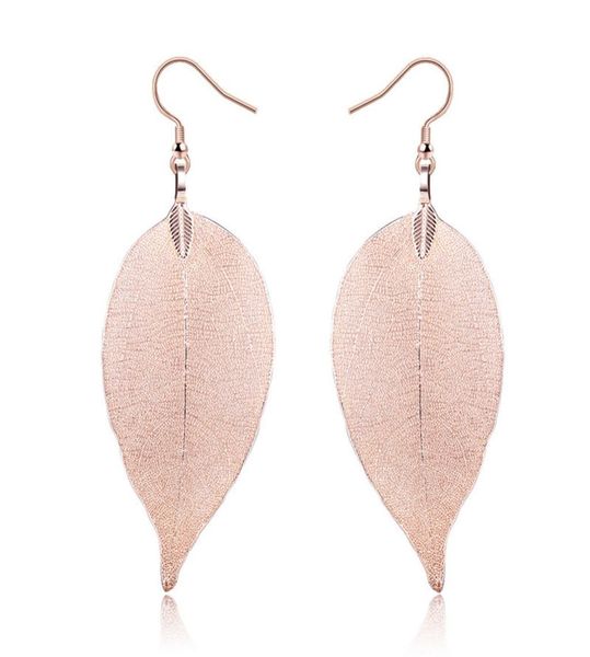 

fashion vintage humble chic natural true leaves pendant earrings lightweight filigree long dangle earring women charm accessories7883302, Silver