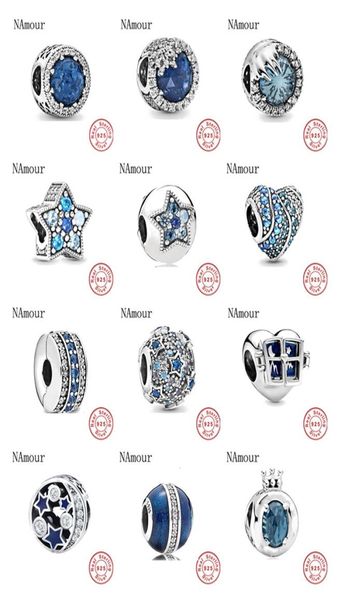 

new blue crown star clip winter crystal elevated beads fit original charms silver 925 bracelet bead jewelry making8248301, Blue;slivery