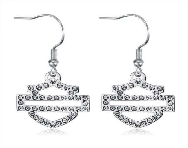 

2pairslot new arrival clean crystal biker style earrings 316l stainless steel fashion jewelry polishing motorbiker earring7126915, Silver