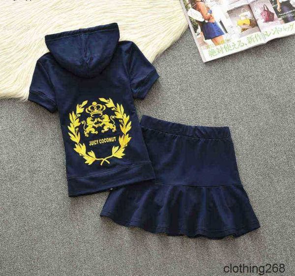 

juicy tracksuit women 2023 summer hooded cotton and mini skirt set print 2 piece set woman casual sweat suits, White