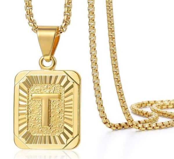

tyrant gold hip hop square letter pendant necklace capital initials name pendant 20inch pearl necklace titanium steel jewelry5844924, Silver