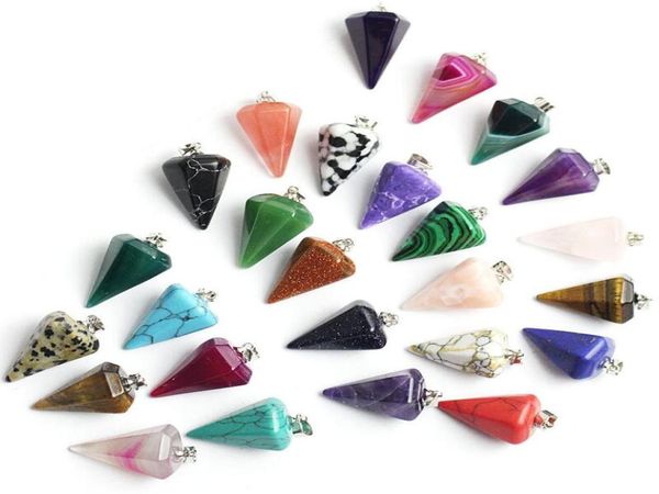 

small size reiki pendulum natural stone amulet healing crystal charms pendant jewelry findings meditation hexagonal pendulums for 7805706, Bronze;silver