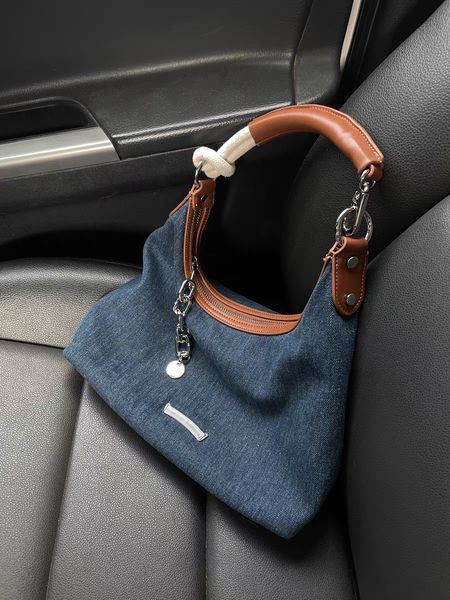 

vintage tote shoulder bag denim messenger cross body bag underarms for women girls pu