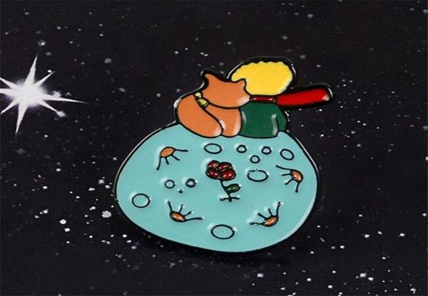 

don039t be a boring le petit prince planet the little prince fox rose classical fairy tale hard enamel brooch pin t3643315735, Gray