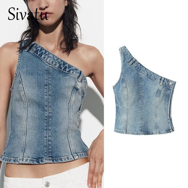 

women's tanks camis sivatu traf women's corset crop y2k streetwear summer women's clothing vitage denim croo women vest 23062, White