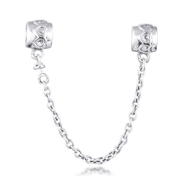 

925 sterling silver 2020 limited edition hearts safety chain charms fits pandora bracelet beads for jewelry making 7999962718, Bronze;silver