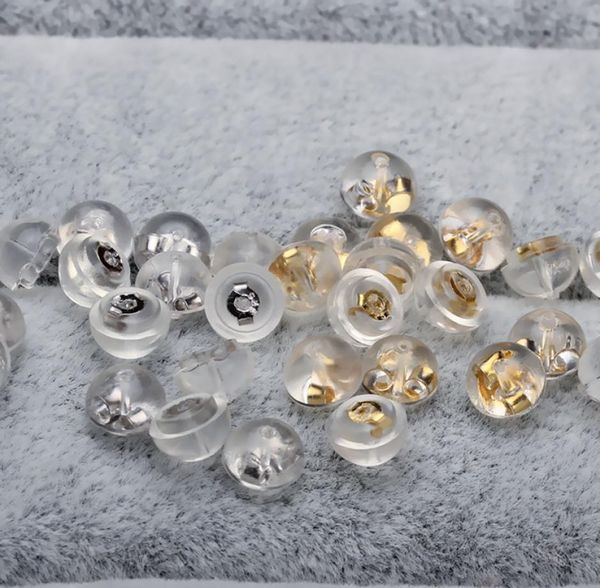 

60pcs gold plated sterling silver ear nuts silicone earring back sers 5mm jewelry findings whole 3 color earplugs7887767, White