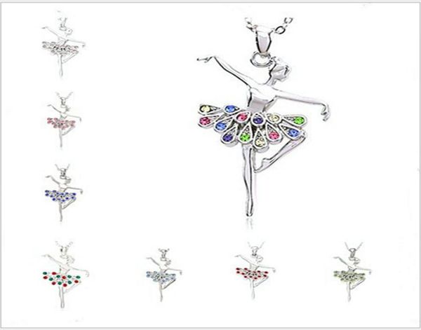 

crystal necklaces christmas dancing ballerina dancer crystal ballet dance pendant necklace charm gros collier femme jewellery wome4127399, Silver