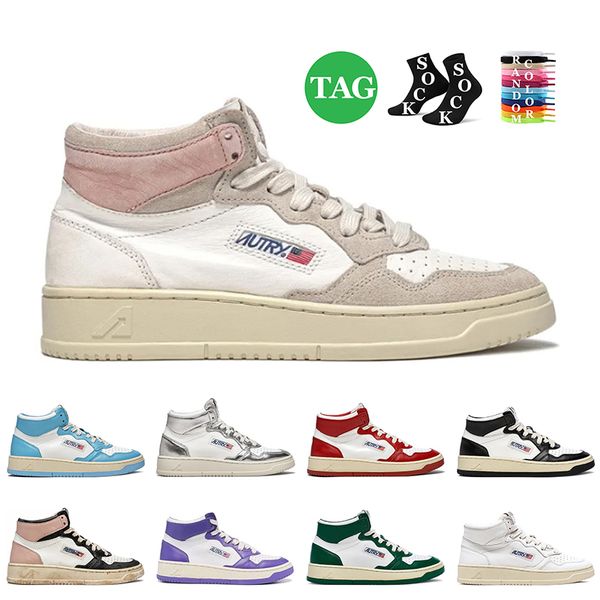 

autry medalist high action shoes womens designer casual shoes autries leather suede low sneaker usa upper two-tone pink golden panda lows un, Black