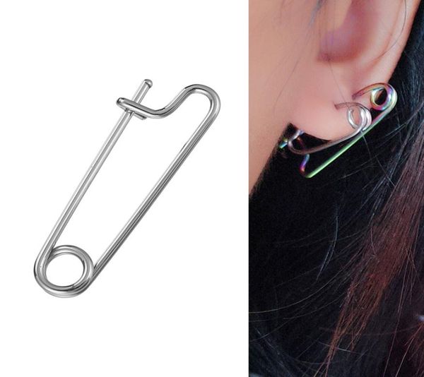 

women039s elegant safety pin stud earrings irregular paper clip jewelry silver earrings women039s joker earrings pin origina4105736, Golden