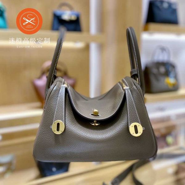 

5a bags lindy26 mie orangehand sewn elephant grey handheld bag tc cowhide swift leather doctor bag womens bag