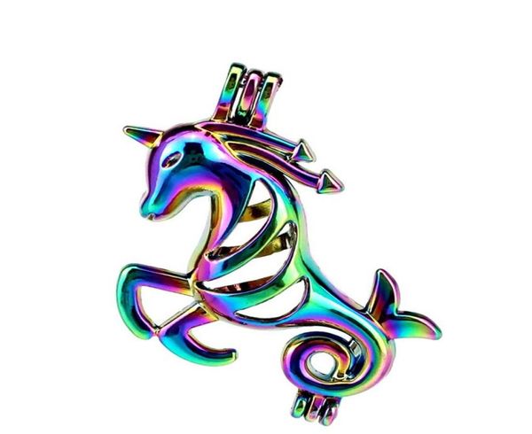 

5pcslot colors rainbow multicolor horse pearl cage horse locket pendant locket fairytale party essential oil diffuser c935900809, Silver