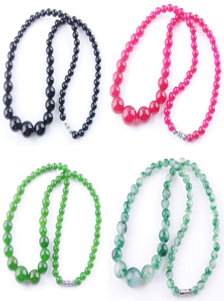 

wojiaer natural green plum olive jade necklace gem stone graduated 614mm round beads jewelry necklaces 175quot strand women bf9667944, Silver