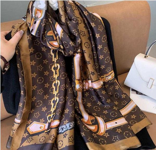 

2023 new fashion designer silk scarf sales women's luxury four seasons scarf print brand l silk scarves, Blue;gray