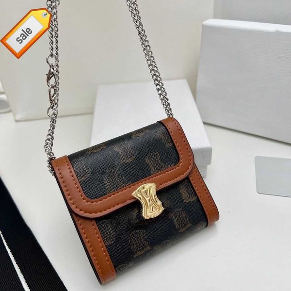 

woman's brand brand designer bags card pack wallet tote new fashion texture chain leather multifunctional portable three fold wallet ba