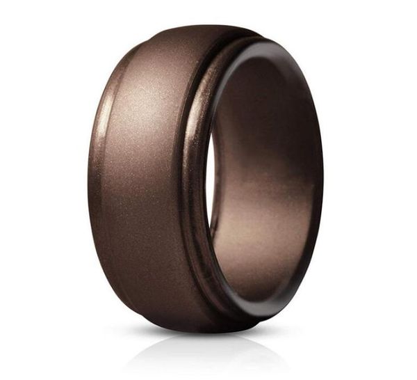

silicone wedding ring premium silicone wedding bands menrubber bandsflexible skin safe comfortable 8 colors 1010727, Slivery;golden