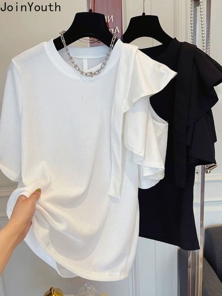 

women's t-shirt woman tshirts shirts for wo men summer tees hollow out off shoulder white t shirts korean loose sweet y2k t-shirt 2306