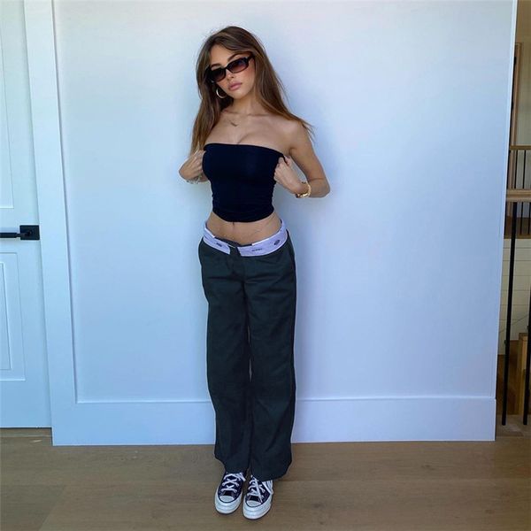 

women's pants capris women casual low-waist contrast printing trousers adults solid color block printed zipper slim sports pants with p, Black;white