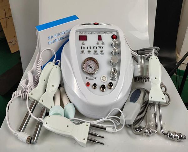 

5 in 1 diamond microdermabrasion ems microcurrent ultrasound pon scrubber beauty massager skin rejuvenation machine9886283, Black;white